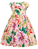 Allovin Vestido floral informal de vacaciones de verano para niña pequeña Hawaii 