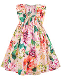 Allovin Vestido floral informal de vacaciones de verano para niña pequeña Hawaii 