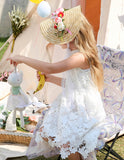 ALLOVIN Vestido de encaje de flores para bautizo de niña pequeña