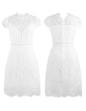 ALLOVIN Women's Sleeveless V-Back Floral Lace Cocktail Party Dress Elegant Knee Length Wedding Guest Dress